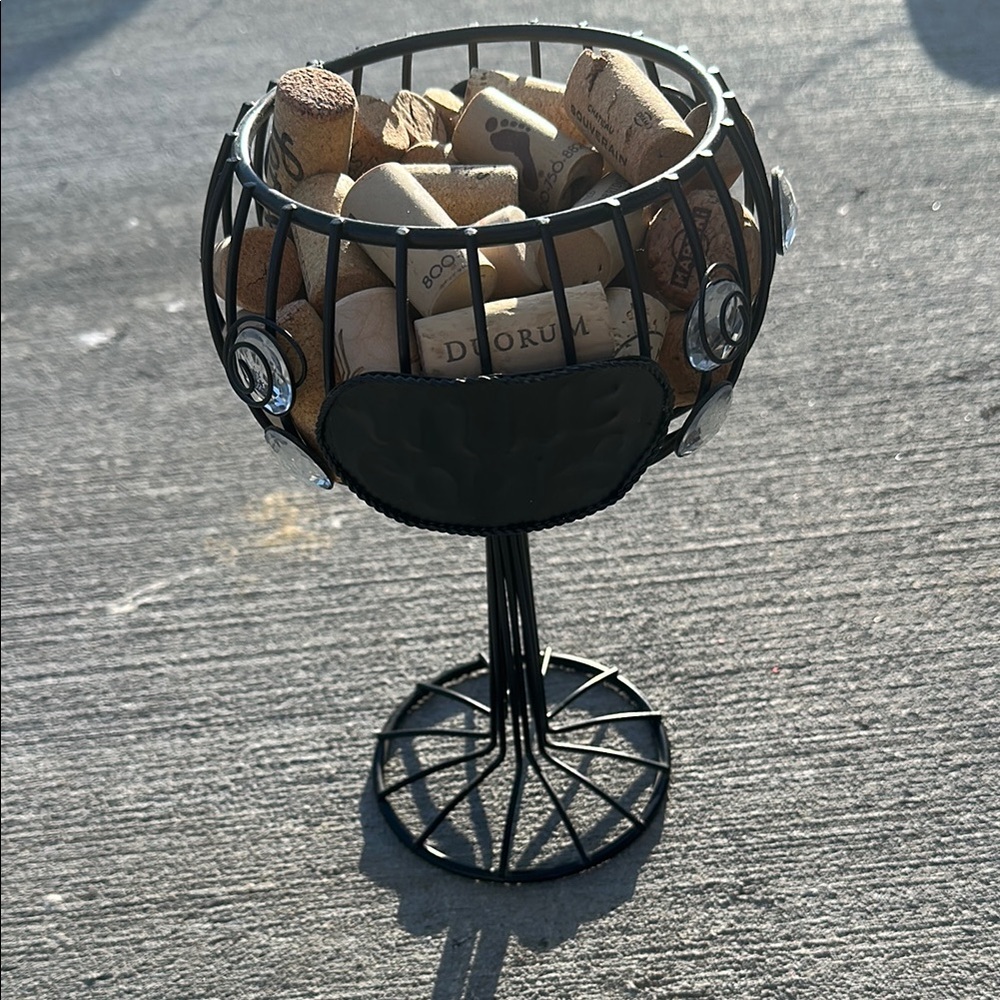3/$15 Wine Cork Holder Black Metal - includes corks!